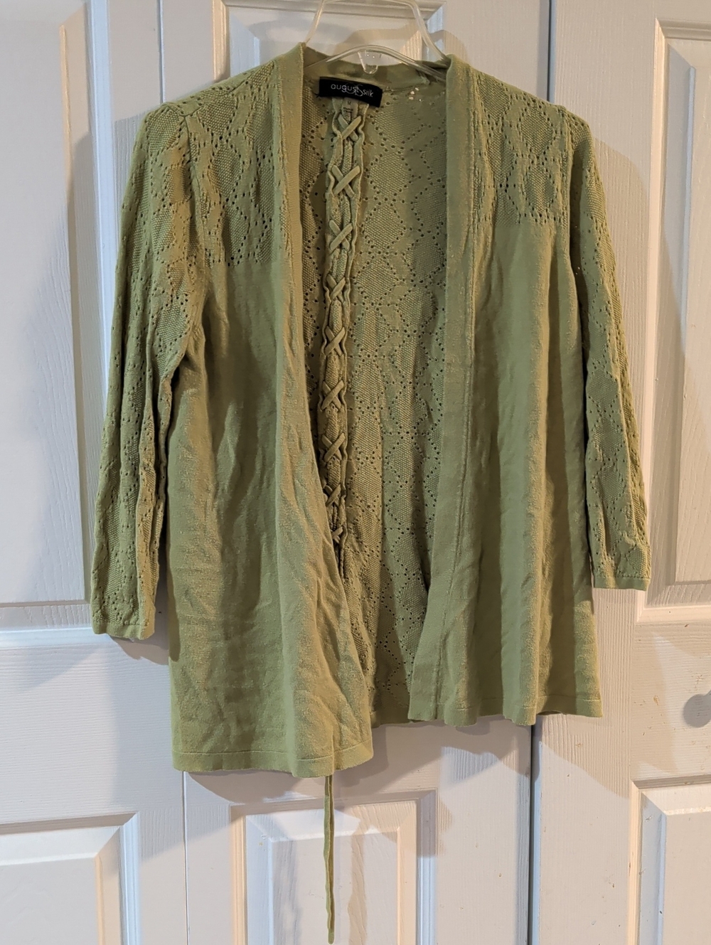 august silk Light Sage Knit Open Cardigan